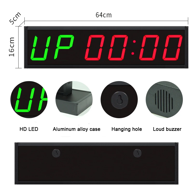 CHEETIE CP50D Extra Large Digital LED Gym Clock Timer 4 Inch Workout Wall Clock Programmable Interval Timer for Gym
