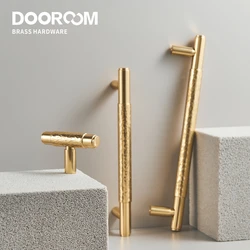 Dooroom Brass Furniture Handles Modern Hammered Shiny Gold Cupboard Wardrobe Dresser Shoe Box Drawer Cabinet Knobs T-Bar