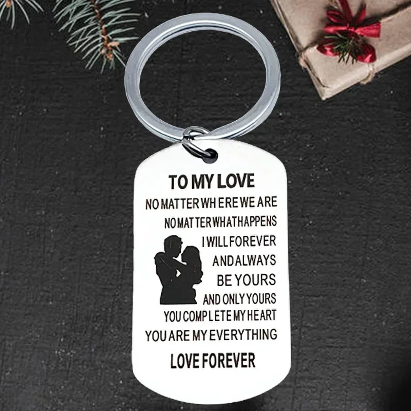 Cute Valentine Gifts Keychain Pendant Couple Lover Husband Wife Key Chain Keyring TO MY LOVE NO MATTER WHERE WE ARE