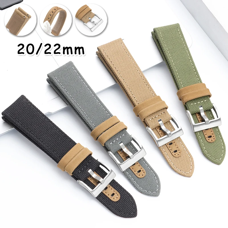 

Высококачественный нейлоновый кожаный ремешок 20 мм 22 мм для Seiko, для Omega, тканевый ремешок для часов, быстросъемный универсальный браслет, военный ремешок