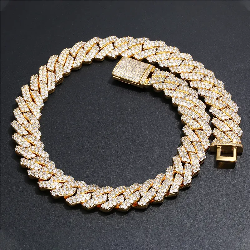 Vvs Moissanite Cuban Bracelet Hip Hop Silver Jewelry Iced Out Cuban Link Chain 925 Silver Full Diamond 18k Gold Plated