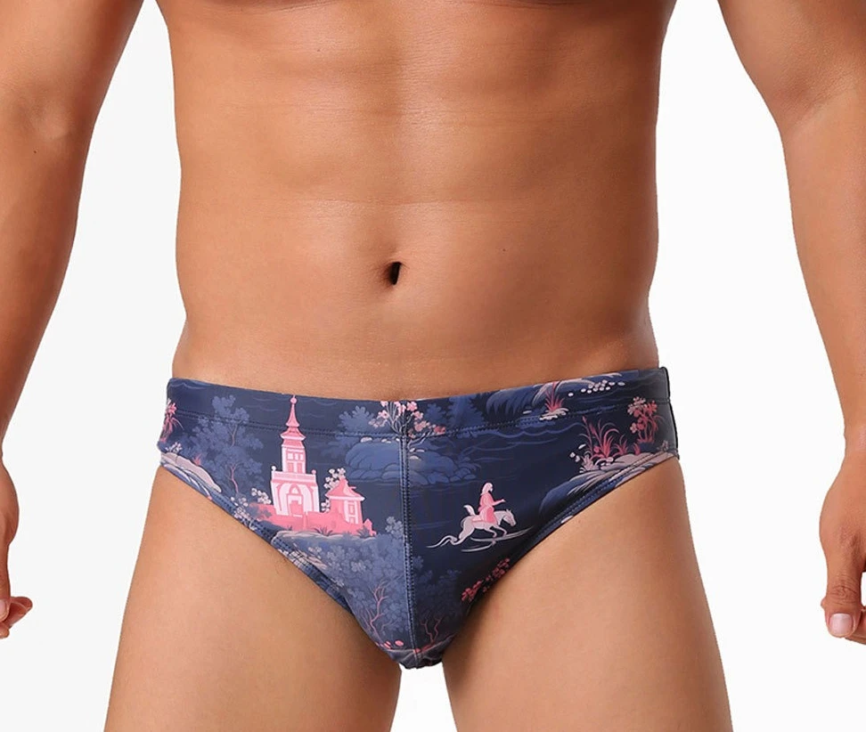 New printed triangle swimming trunks foreign trade beach surfing vacation quick drying UXH705