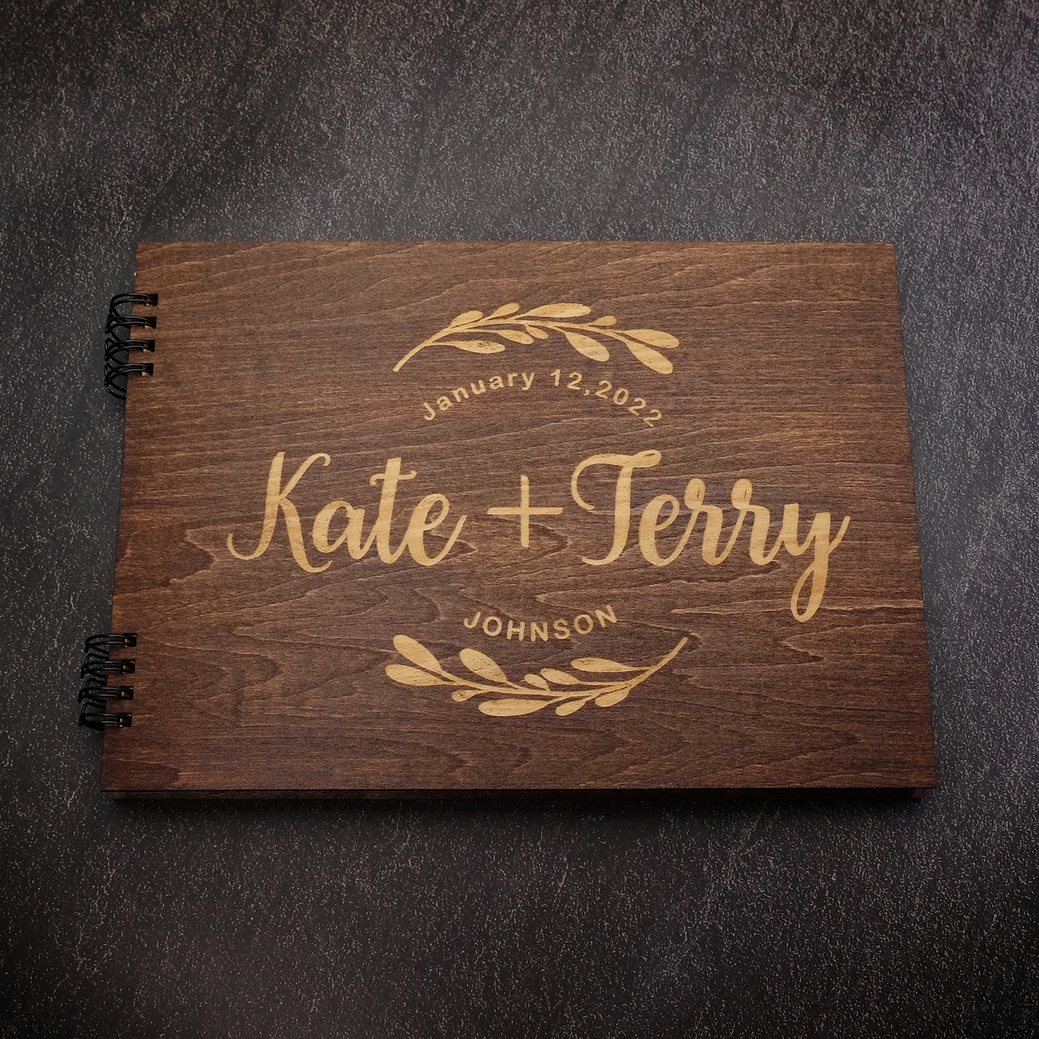 

Personalized Engraved Wooden Wedding Guest Book, Rustic Wedding Guestbook, Bridal Shower, Wish Book, B5