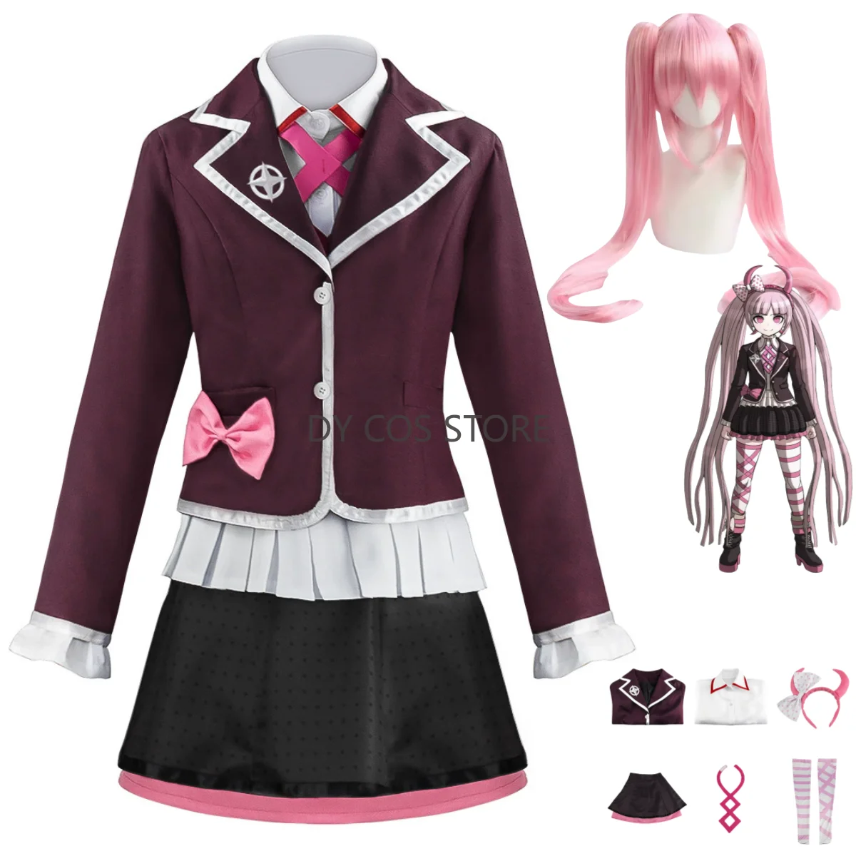 

Anime Game Utsugi Kotoko Cosplay Costume Japanese JK School Uniform Coat Shirt Skirt Wig Adult Woman Kawaii Campus Suit