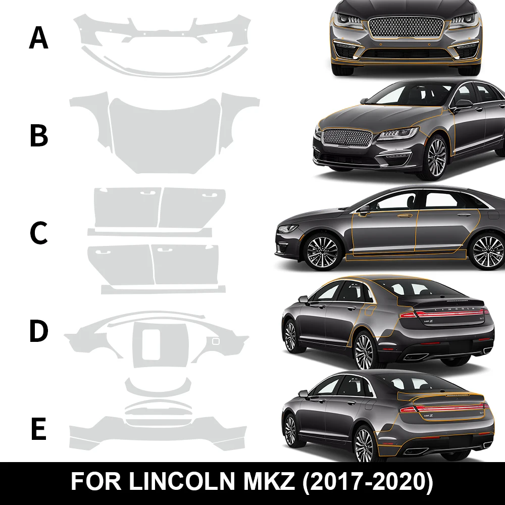 for Lincoln MKZ 2017-2020 Pre-cut Paint Protection Film TPU PPF 8.5Mil Clear Kit Accessories Decoration Transparent Sticker