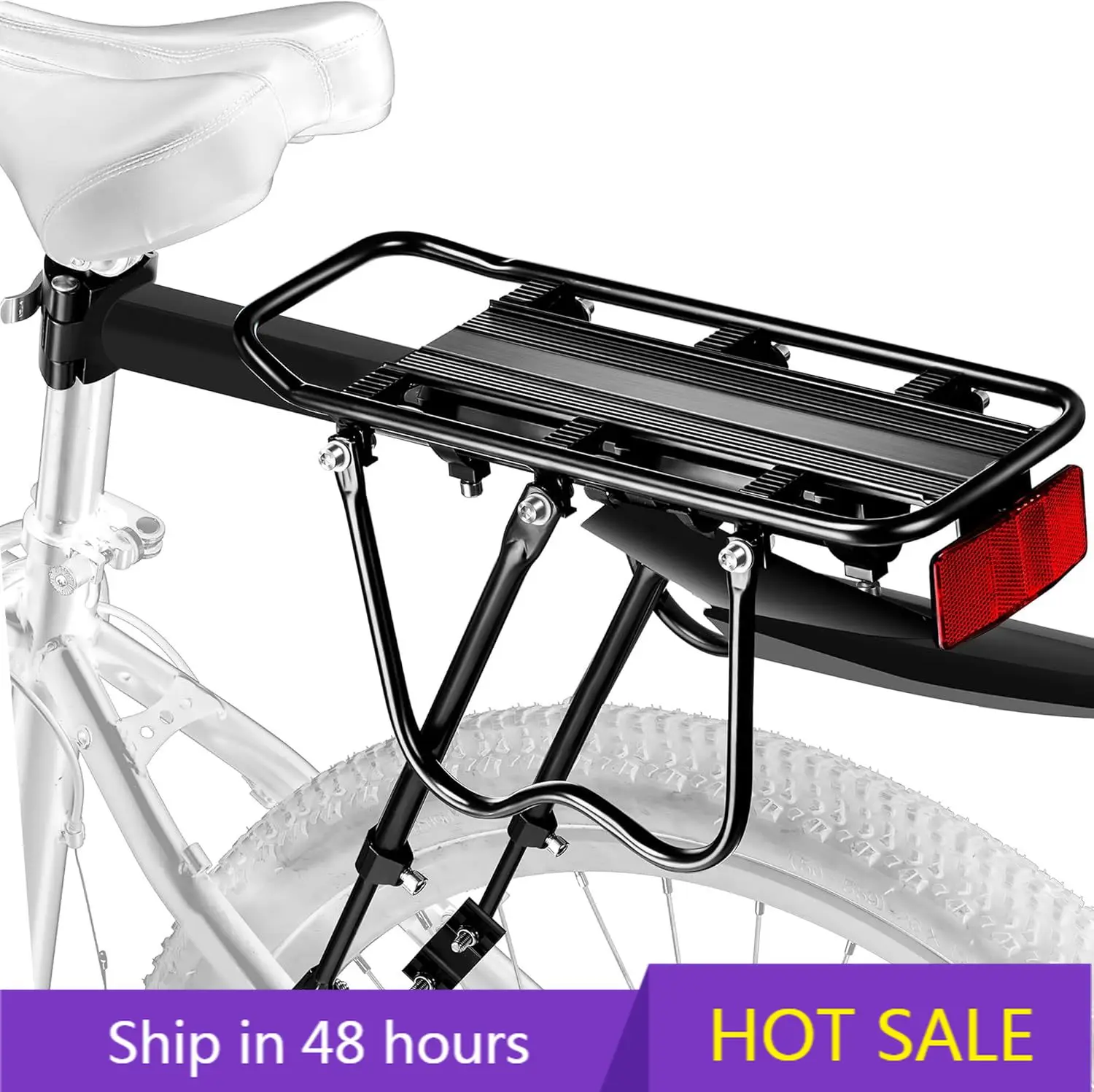 

POWER LEAP Bicycle rear rack with mudguard reflector strips, quick-release mountain/road bike rear rack, universal bicycle lugga