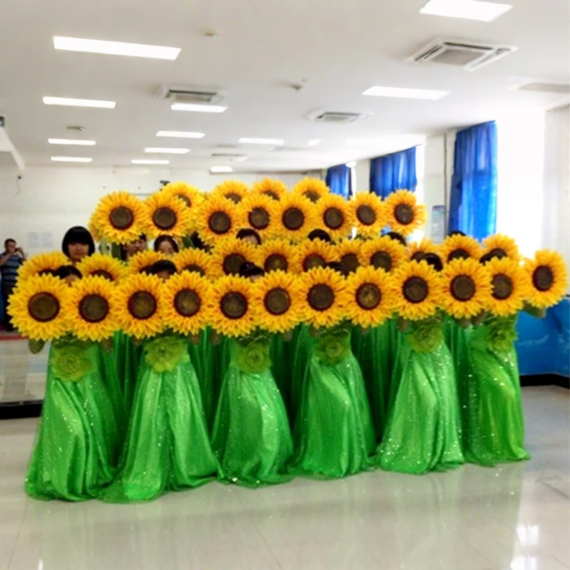 1pc Neue Sonnenblumen Kopf Set Kinder Dance Show Gesicht Sonnenblumen Spiele Eröffnung Zeremonie Eingang Requisiten Sonne Gesicht Set Cosplay