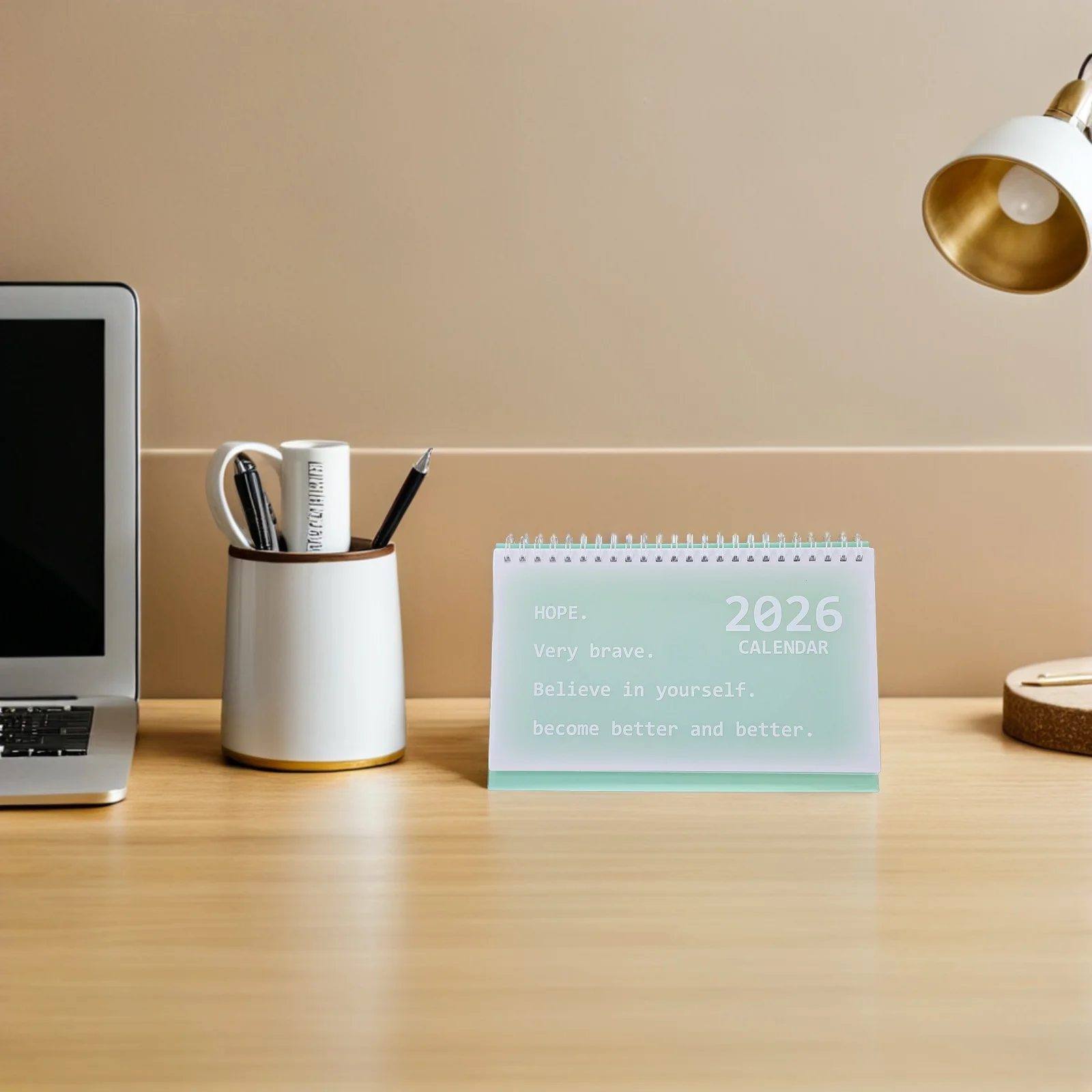 2pcs Coil Desk 2026 Small Desktop Calendar With Spiral Binding Thick Paper Yearly Date Display For Office Home Study Standing