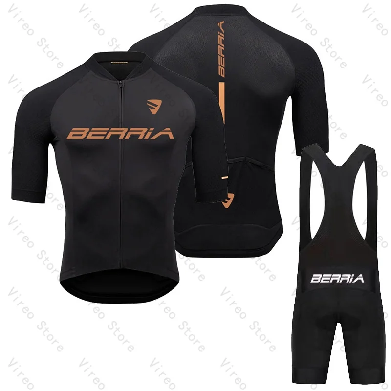 

BERRIA Cycling Jersey Set Short Sleeve and Bib Shorts Pro Race Bicycle Breathable Quick-drying MTB Ropa Maillot Cycling Clothes