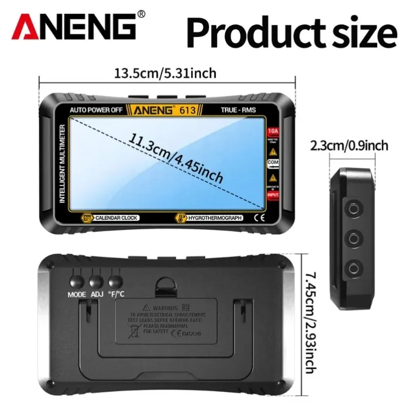

ANENG 613 4000 Count 10A Current 600V Voltage Meter Test Alarm Clock Setting Tool DC/AC Intelligent Multimeter Capacitor Tester