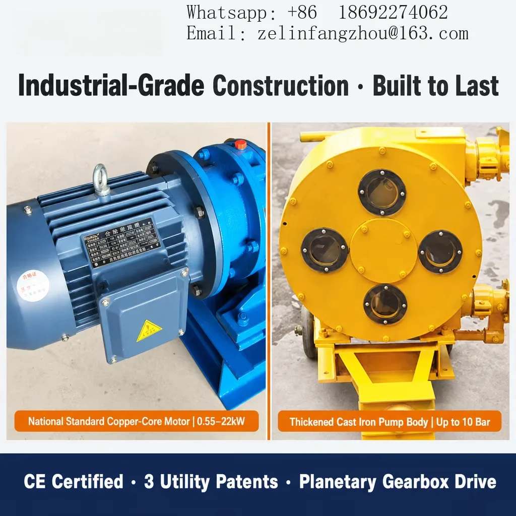 ZJP Series Peristaltic Hose Pump OEM DN10 DN100 0.55-22KW High Viscosity Self Priming Slurry Transfer Industrial CE Pro