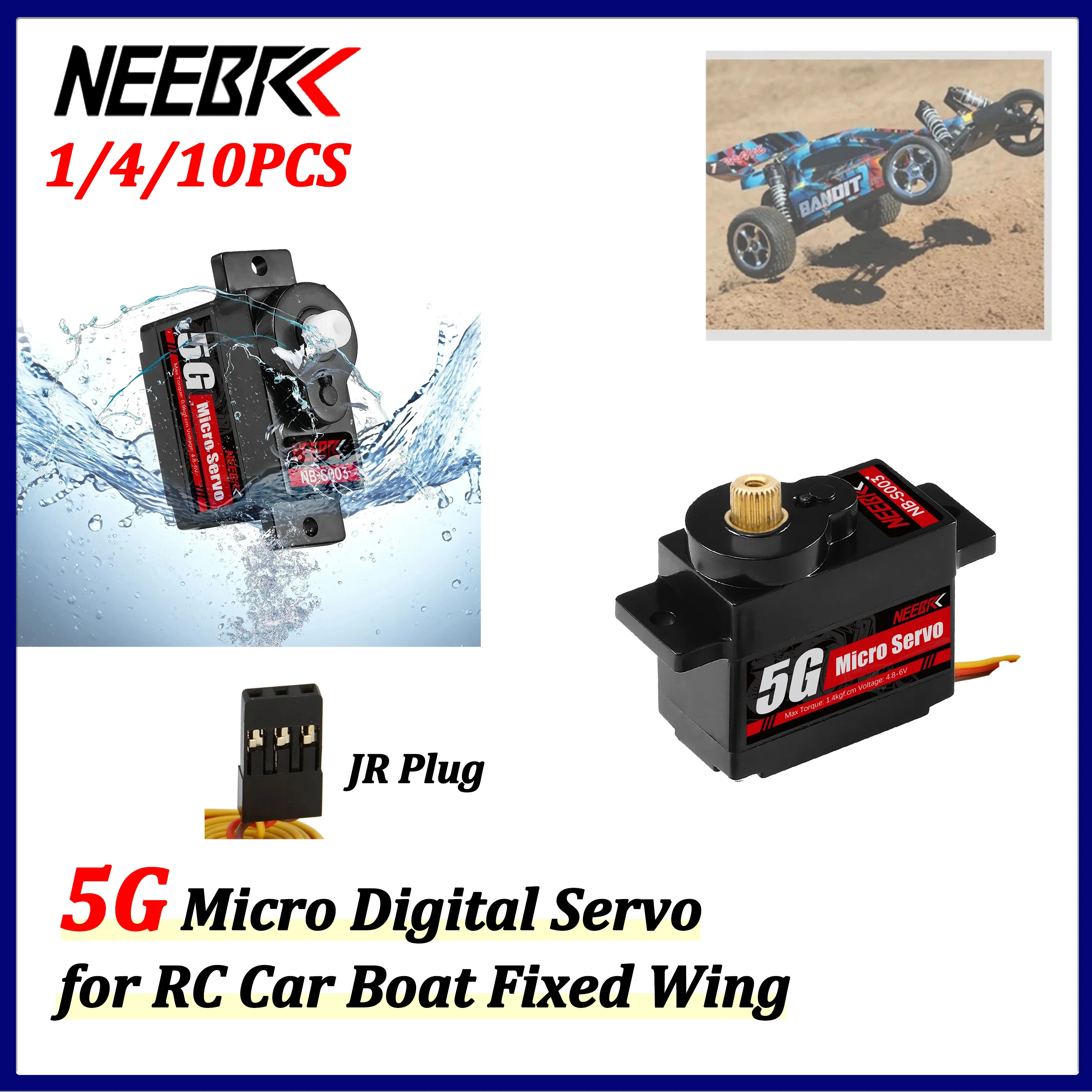 NEEBRC 5G Mini Digital Servo Plastic/Metal Gear Waterproof for 1/24 RC Car Boat Fixed Wing Helicopter Robot WLtoys K969 K989
