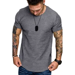 2024 New Spring/Summer Men's Bamboo Joint Cotton Men's Sports T-shirt Fashion Round Neck Casual Short sleeved T-shirt Men's