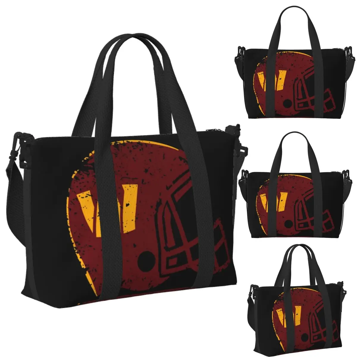 

Custom Washington Commanders Helmet Beach Travel Bag Large Capacity Tote Bags for Gym Yoga Women Shopping Duffle Shoulder Bag