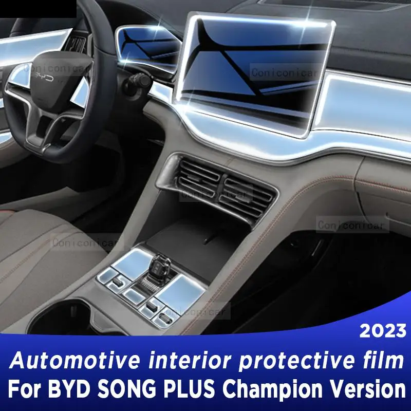 

For BYD SONG Plus Champion Version DM-i EV 2023 Gearbox Panel Navigation Automotive Interior TPU Protective Film Anti-Scratch