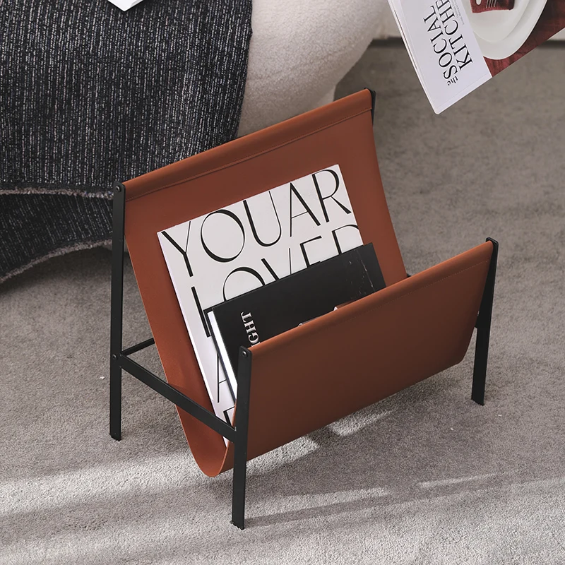  حامل مجلات أرضي عتيق - حامل صحف صناعي بني للمنزل والمكتب منظم رف كتب قوي بتصميم على شكل حرف T #6