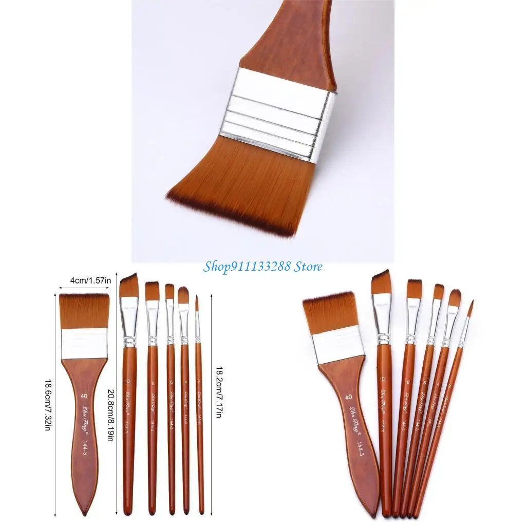 

G88D 6Pcs Artist Paint Brush for Beginner Oil Acrylics Watercolor Gouache Painting