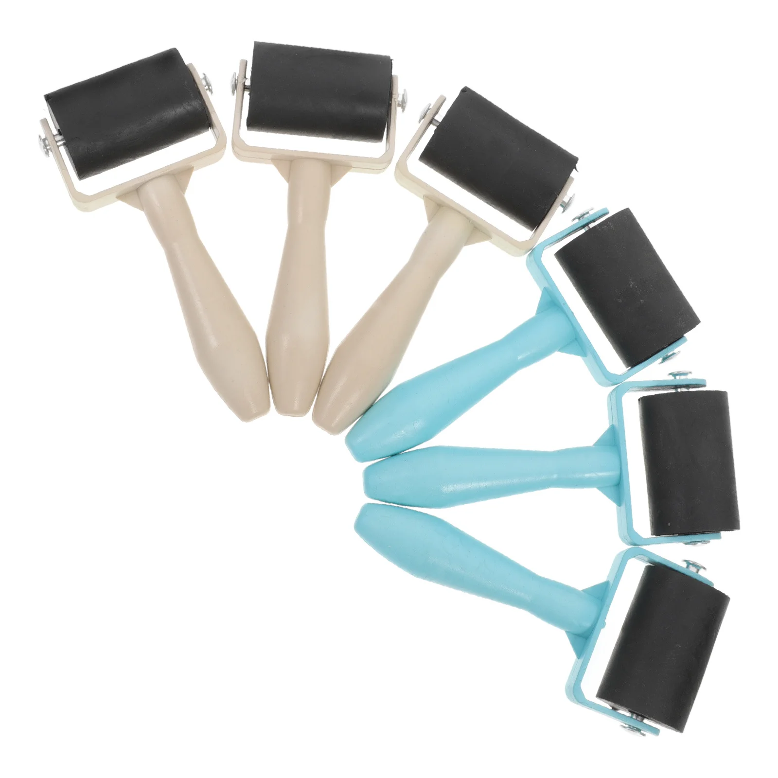 6pcs Rubber Roller For Printmaking Stamping Embossing Plate Painting Plastic Handle Craft Tool Kit Supply