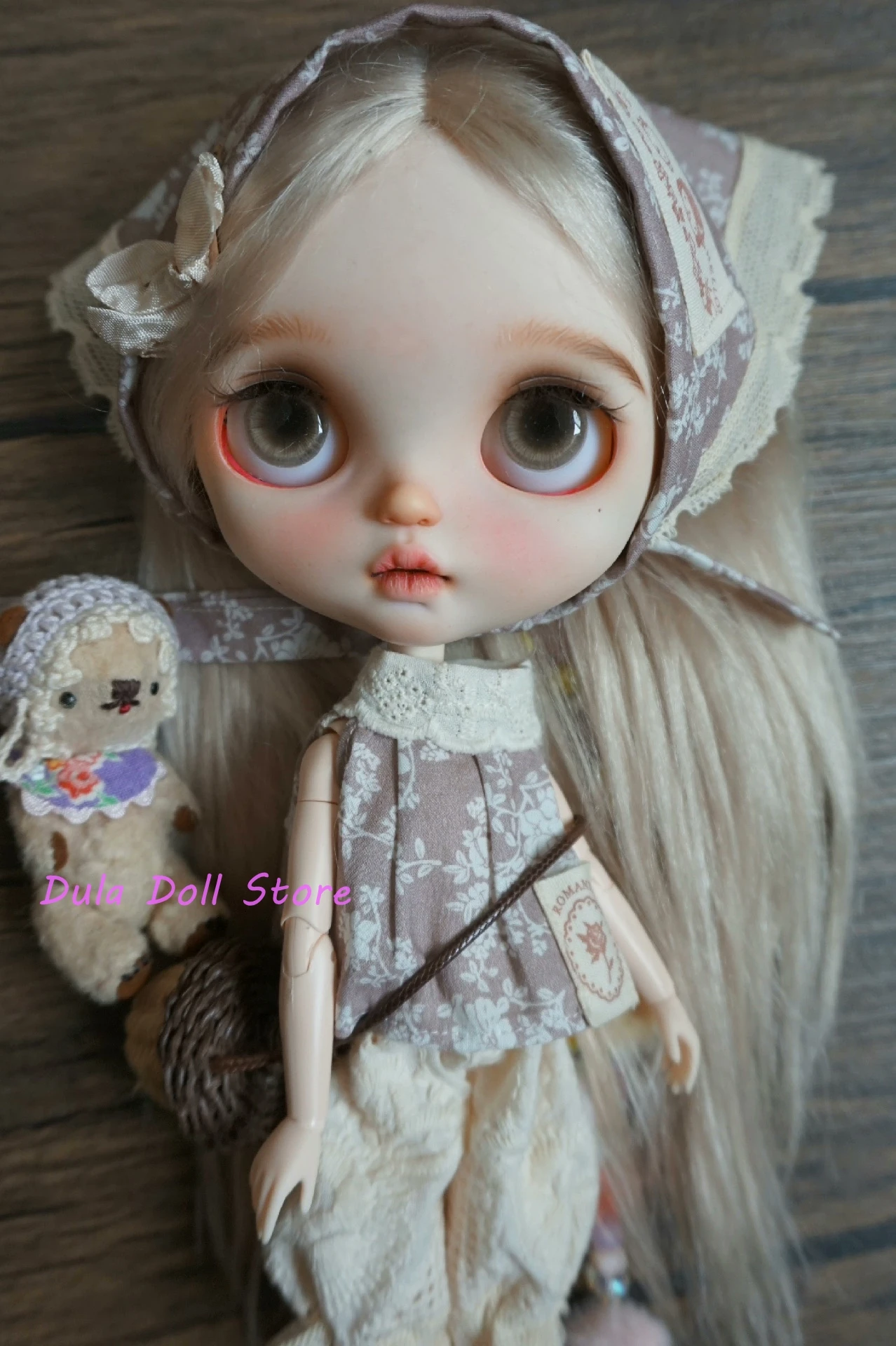 

Dula Doll Clothes for Blythe Landoudou Landazz ob24 ob22 Licca 1/6 Doll Rural Rose Headscarf Set