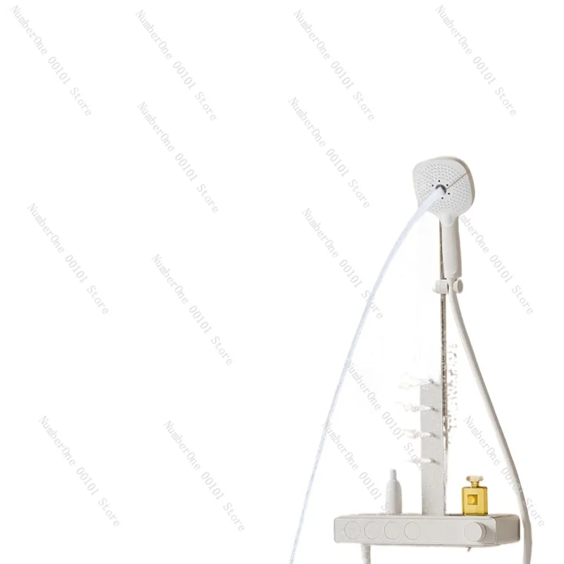 Bathroom Oxyaction Intelligent Constant Temperature Shower Top Spray Storage Milky White