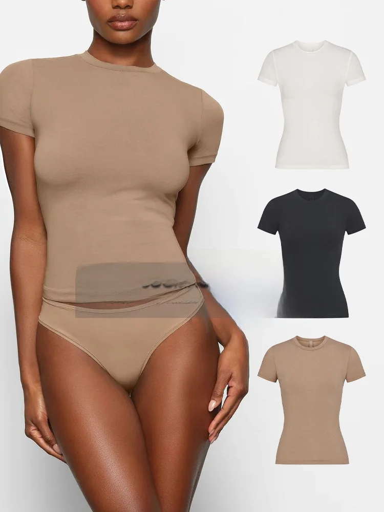 

Футболка Slim Fit ort Sve Elastici Spicy Girl Kardaian Sle Base irt Хлопок 00% Лето Regular Length круглый Ne