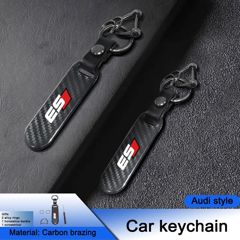 

Car Keychain Keyring Carbon Fiber Auto Logo Pendant Decoration For Audi S3 Car Accessories