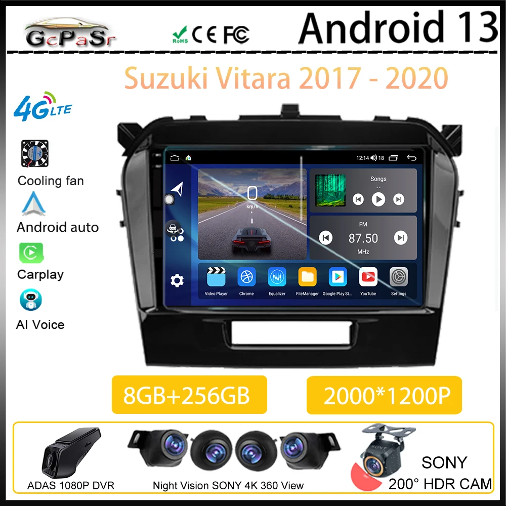 Per Suzuki Vitara 2017 2018 2019 2020 lettore multimediale per auto Android Autoradio navigazione Video GPS NO 2din schermo DVD Carplay