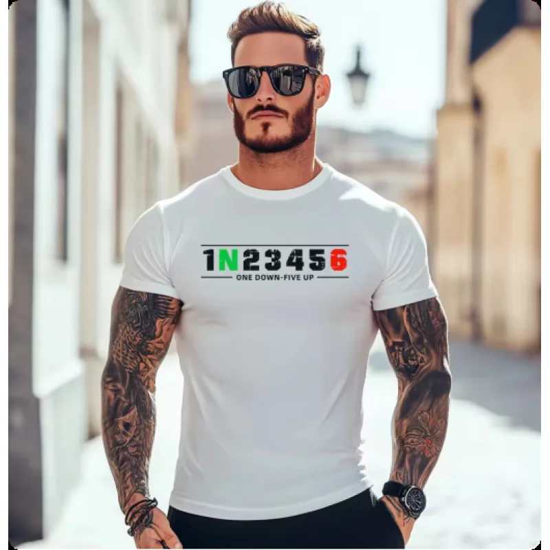 1N23456 Men'S Casual Motorcycle Shift Biker Motorcyclist T-Shirt Short Sleeve O-Neck Summer Top Tees