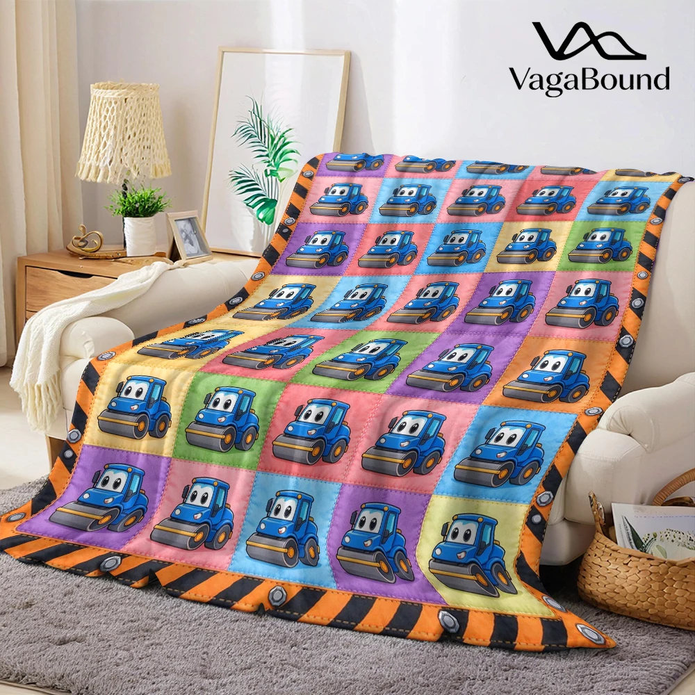 Blue Roller Stripe Bolt Flannel Blanket Perfect for Sofa Office Bed Travel Sleep Read Relax Camping Four Season Use
