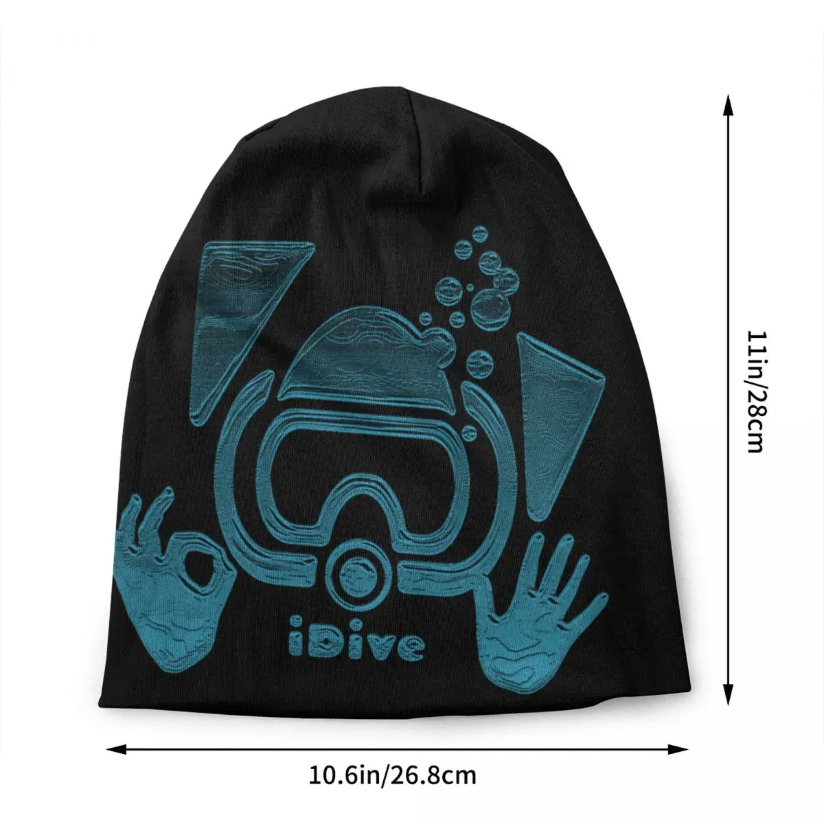 Custom Scuba Dive Aqua Blues IDive OK Bonnet Hats Street Knitted Hat For Men Women Warm Winter Diver Gift Skullies Beanies Caps