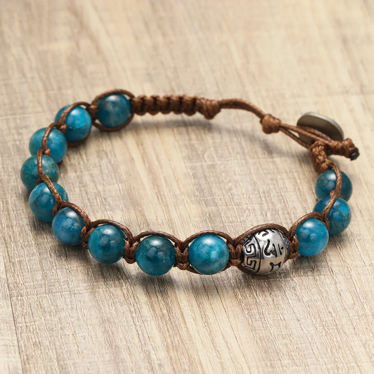 Tibetan Culture Braided Natural Stone Stainless Steel Bracelet Protective Knot  Adjustable Men Women Bracelets Soul healing