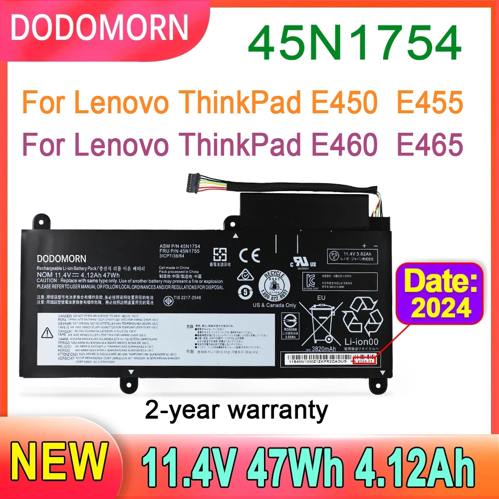 DODOMORN 45N1754 Laptop Battery For Lenovo ThinkPad E450 E455 E460 E465 ALL Series Notebook 45N1752 00HW022 SB10F46460 45N1757