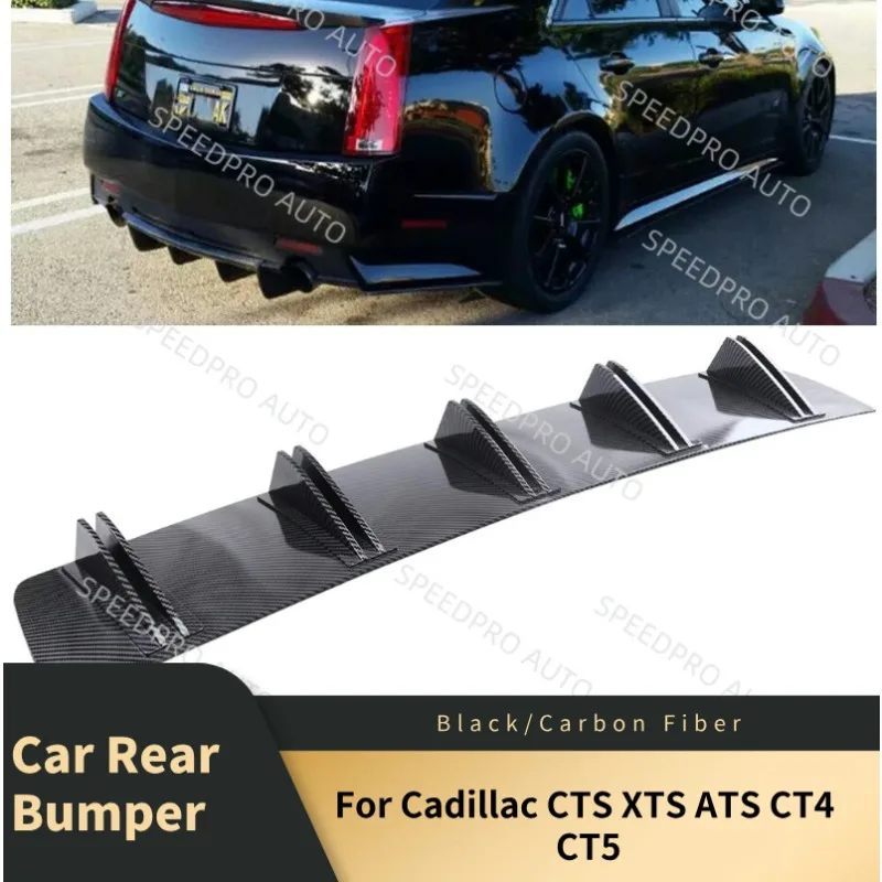 

Rear Diffuser 5 Fins Shark Bumper Splitter Spoiler Lip For C-adillac CTS XTS ATS CT4 CT5 Car Body Kit Accessories Carbon Fiber