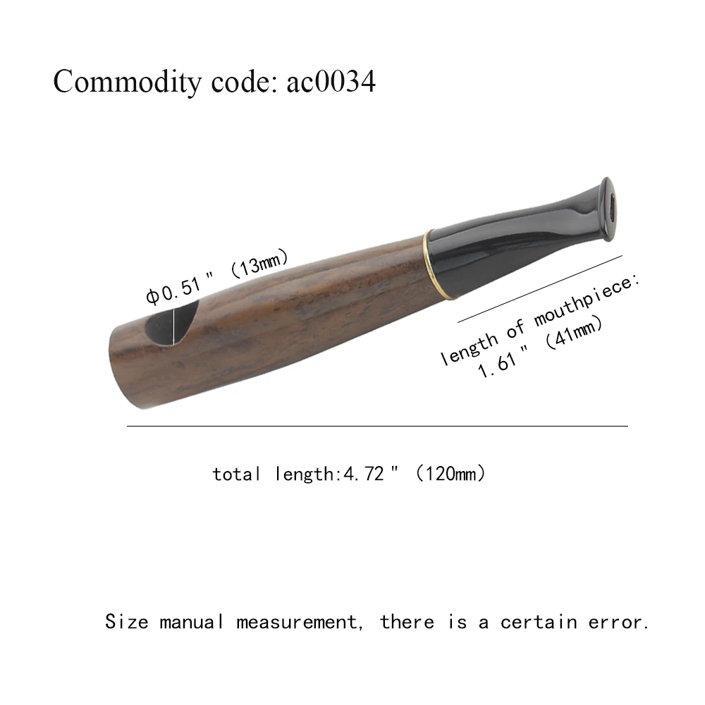 JIBILL Ebony Handmade Portable Straight Tobacco Pipe 8mm Filter Channel Wood Smoking Pipe Practical Men Smoking Accessory
