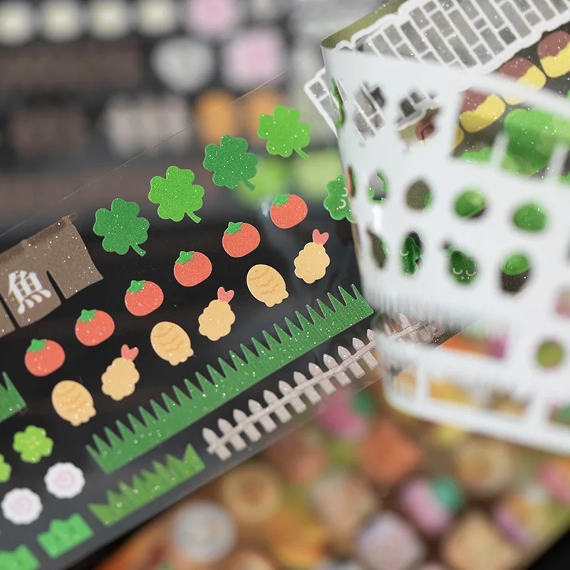 Graffiti Hand Tent Kawaii Retro Tape Sticker Cute Cartoon Creative Decorative Stickers School Stationery