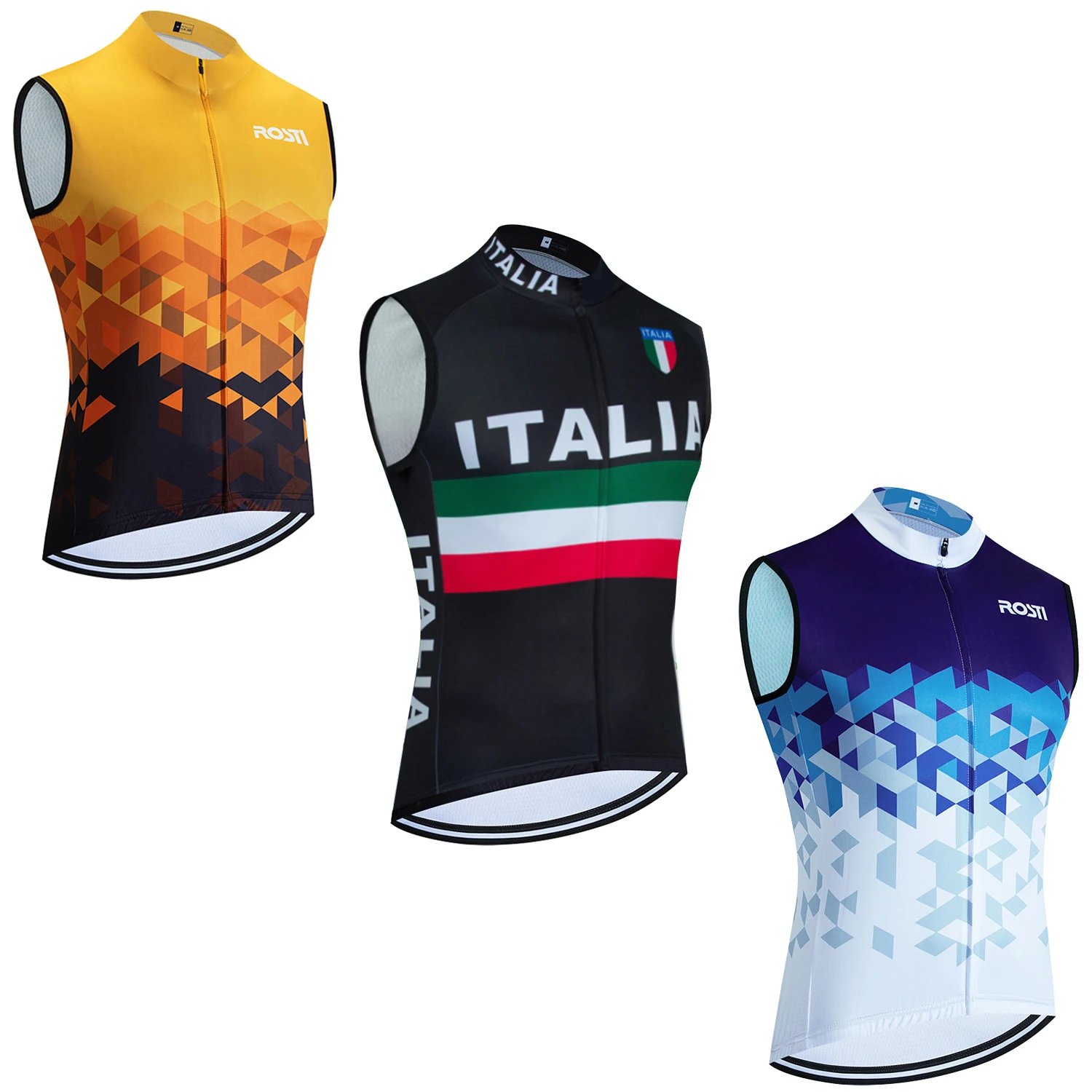 ITALIA Team Cycling Jersey Quick Dry 2025 ROSTI Bike Vest Windbreaker Men Summer Ropa Ciclismo Sleeveless Bicycle Jersey Tshirt