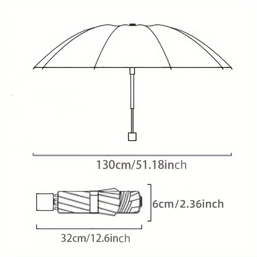 130 cm Extra großer dreifach gefalteter Regen- und Regenschirm. Effektiver Regenschutz. Effektive Windbeständigkeit, UV-Beständigkeit – Detail 3