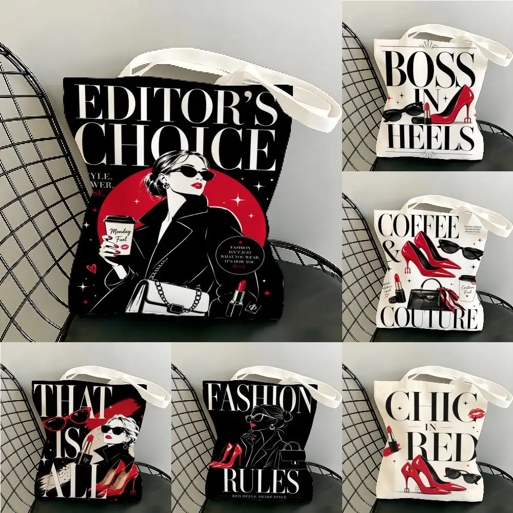 The Devil Wears P-Prada 2 Storage Bags Large Capacity Canvas Shoulder Bag Student Tutoring Print Handheld Tote Bag