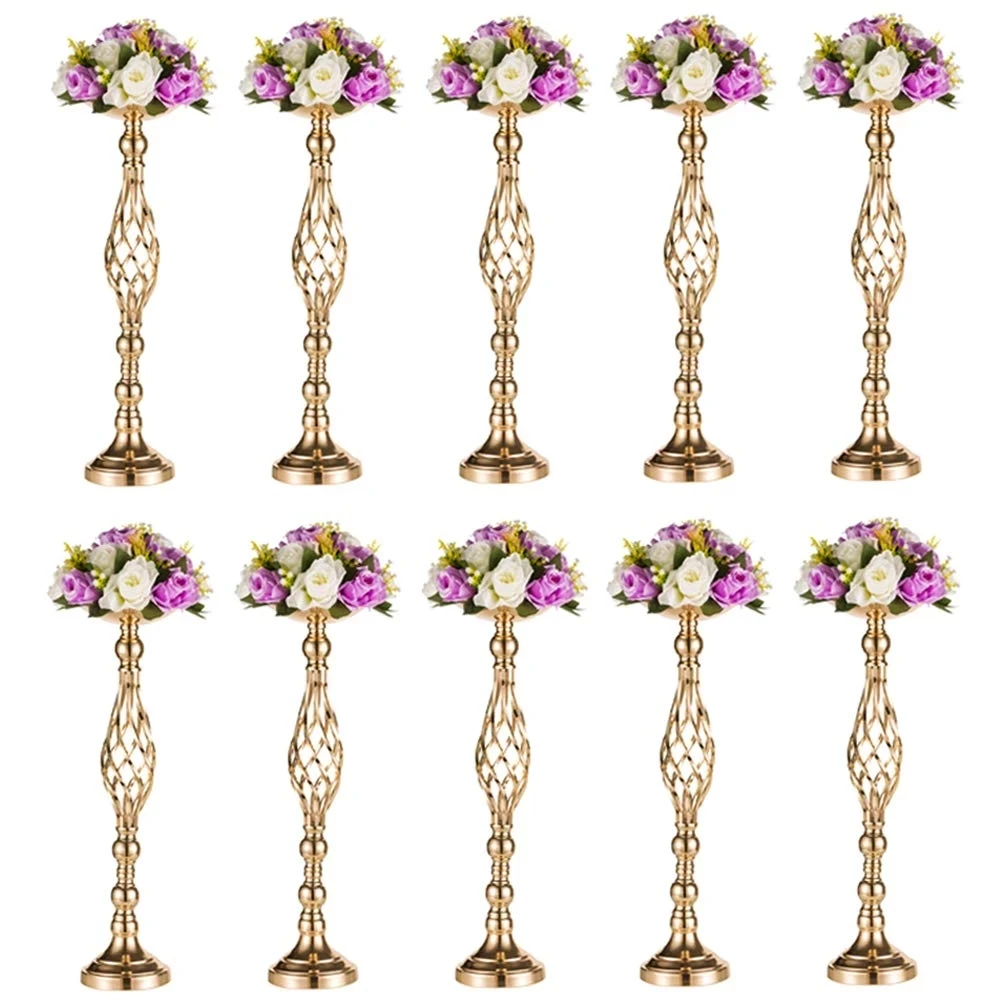 

10 PCS Tall Candle Holders Gold Candlestick Stand Wedding Centerpiece Riser Flower Vase Stand for Birthday Anniversary Party