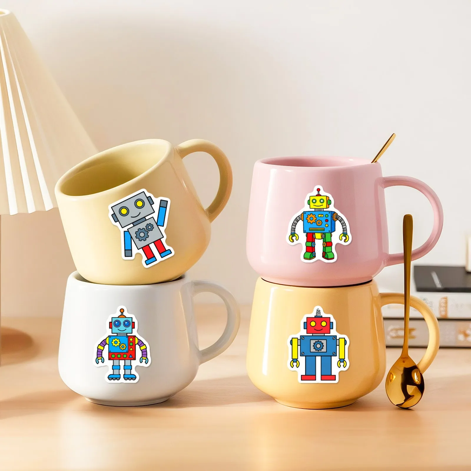 50/100Pcs Colorful Cartoon Robot Stickers Eco-Friendly Waterproof for Phone Stationery Box Storage Box Drawer Helmet Skate Decal view 6