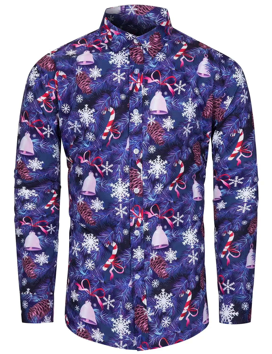 Men's long-sleeved shirts casual fashion 3d Christmas theme various printed shirt men's lapel shirts long-sleeved New Year gifts