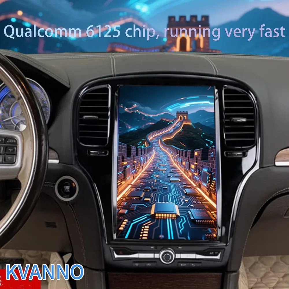 راديو سيارة 14.5 بوصة يعمل بنظام Android15 لسيارة Chrysler 300C 300 300S 2011-2023 مشغل فيديو متعدد الوسائط مع مقبض مادي وزر مدمج 360