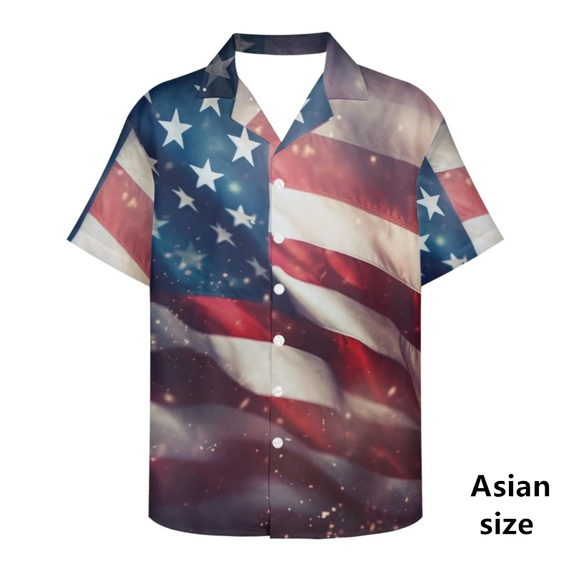 

3D Printed America Flag Shirt For Men Clothes Fashion USA Shirts Women Hawaiian Beach Shirt Short Sleeve Street Oversize Tops