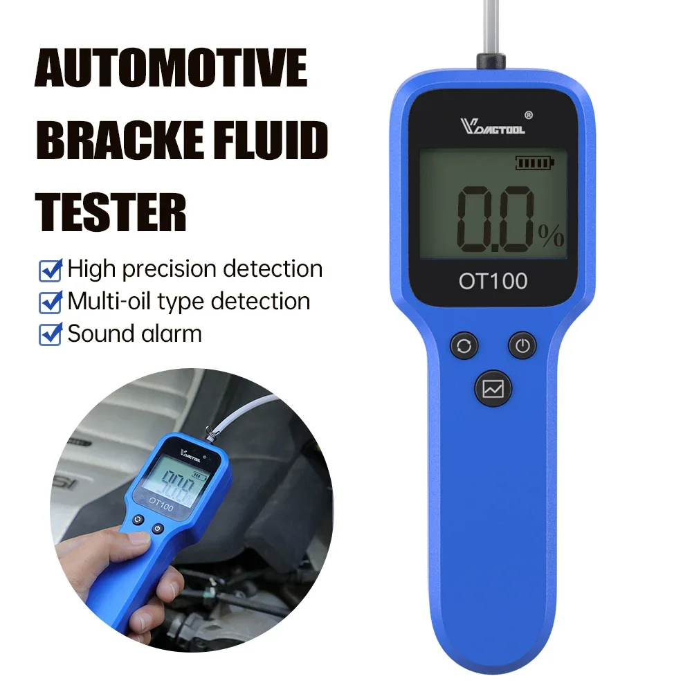 VDIAGTOOL OT100 Engine Oil Tester LED Display Inspection Tool For DOT3/DOT4/DOT5.1 Oil Quality Detector Long Probe