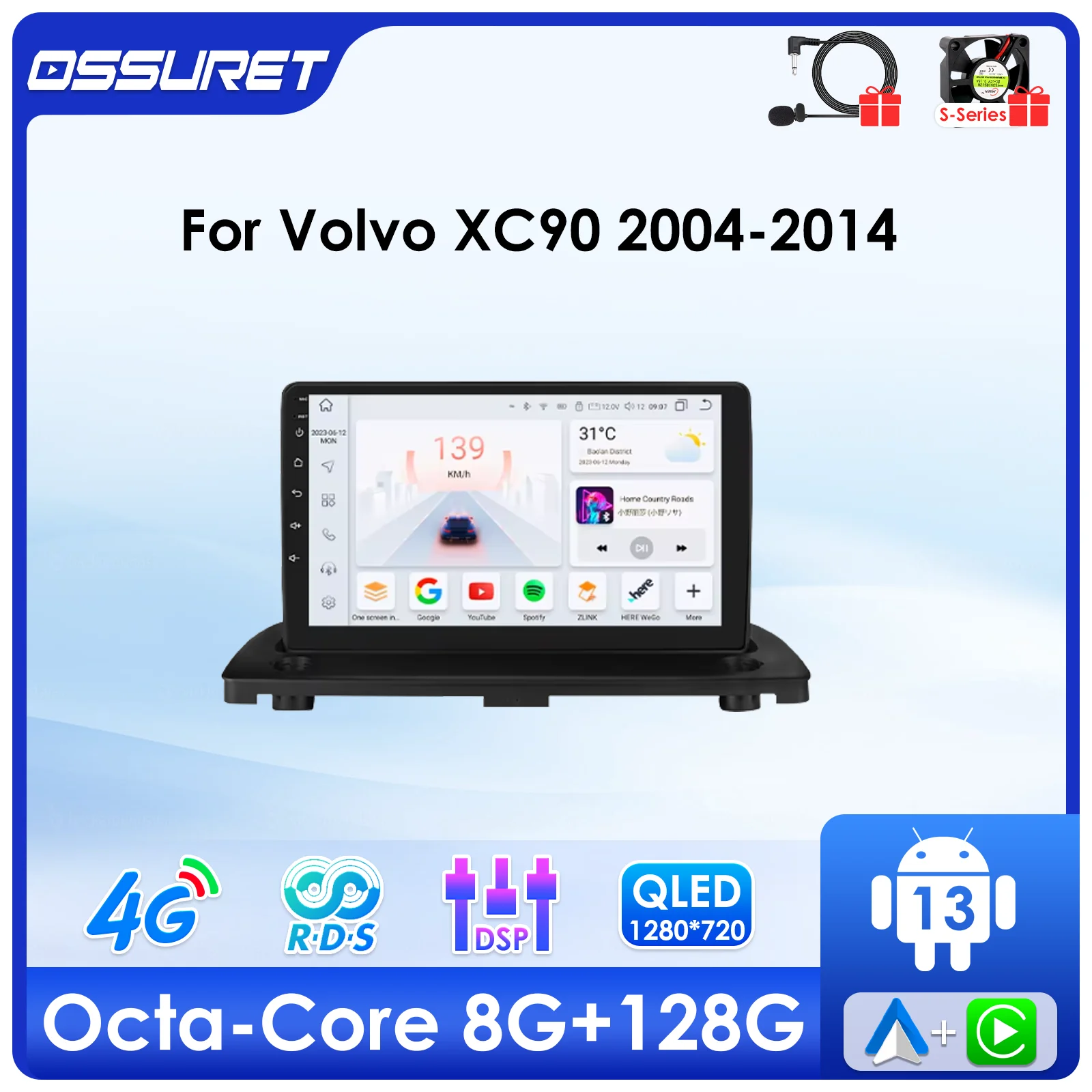 

Android Auto Car radio For Volvo XC90 2004-2014 multimedia Video player 4G 8Core Autoradio GPS navi Stereo 7862 Head Unit rds BT