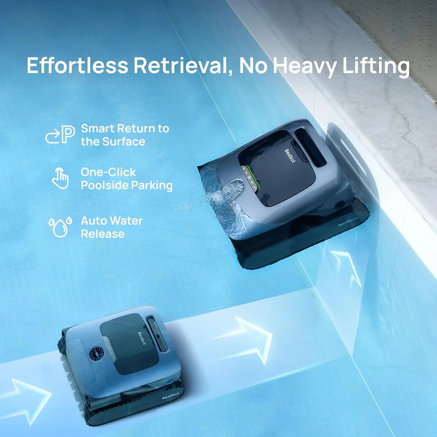 Beatbot AquaSense Pro Pool Robot Vacuum, 5-in-1 Cleaning ,Smart Surface Parking, Ideal for Inground Pools up to 3,299 Sq.ft