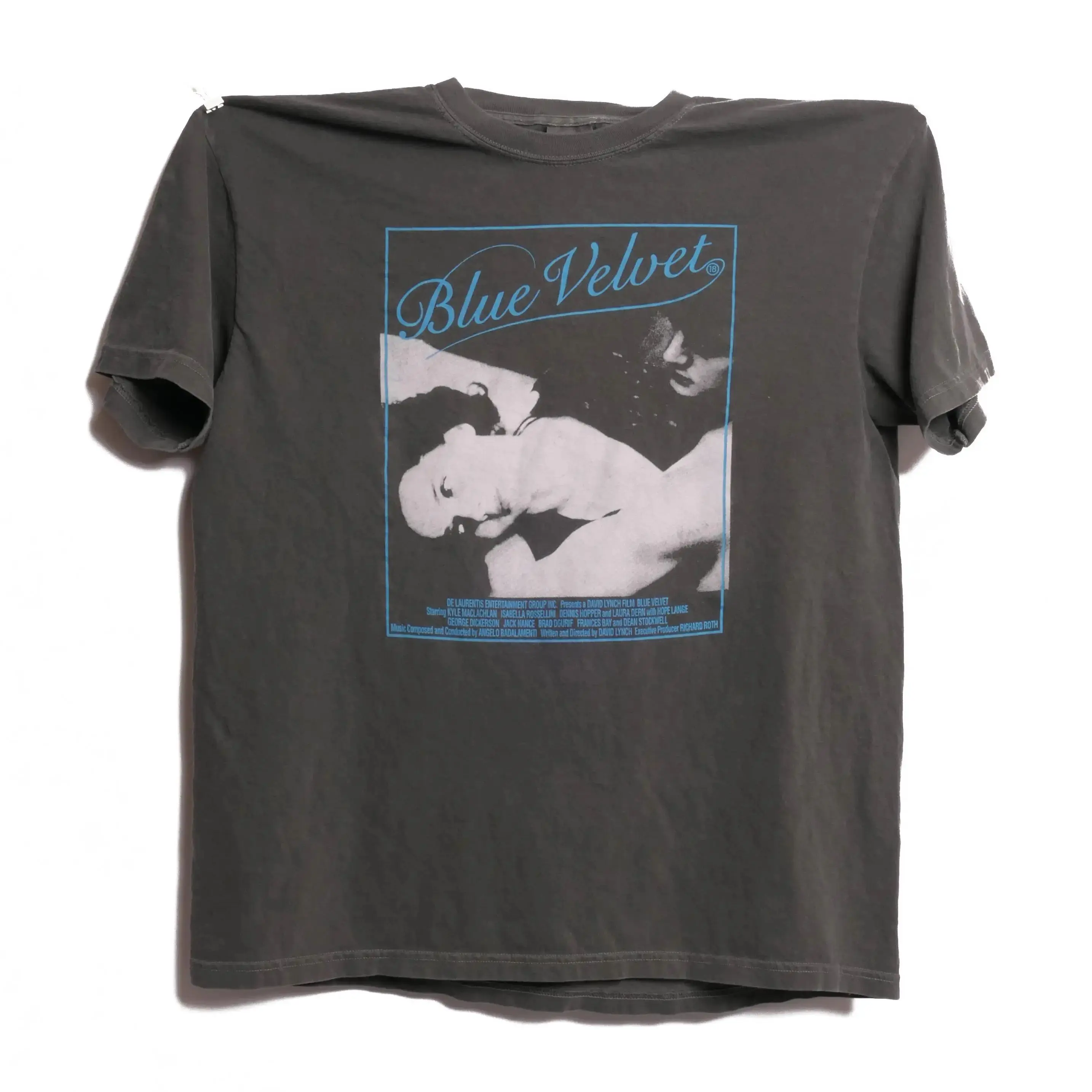 Camiseta Vintage de Terciopelo Azul con Estampado de David Lynch y Dennis Hopper, Película Twin Peaks, Estilo Casual, Holgada, Unisex