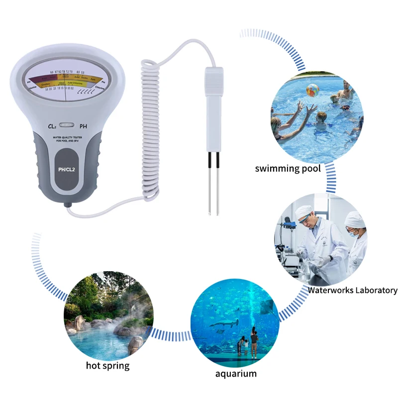 Miernik PH i chloru 2 w 1 CL2 Tester pozostałości chloru Przenośny tester 5,5-9,0 pH Detektor jakości wody chlorowej do basenu ﻿