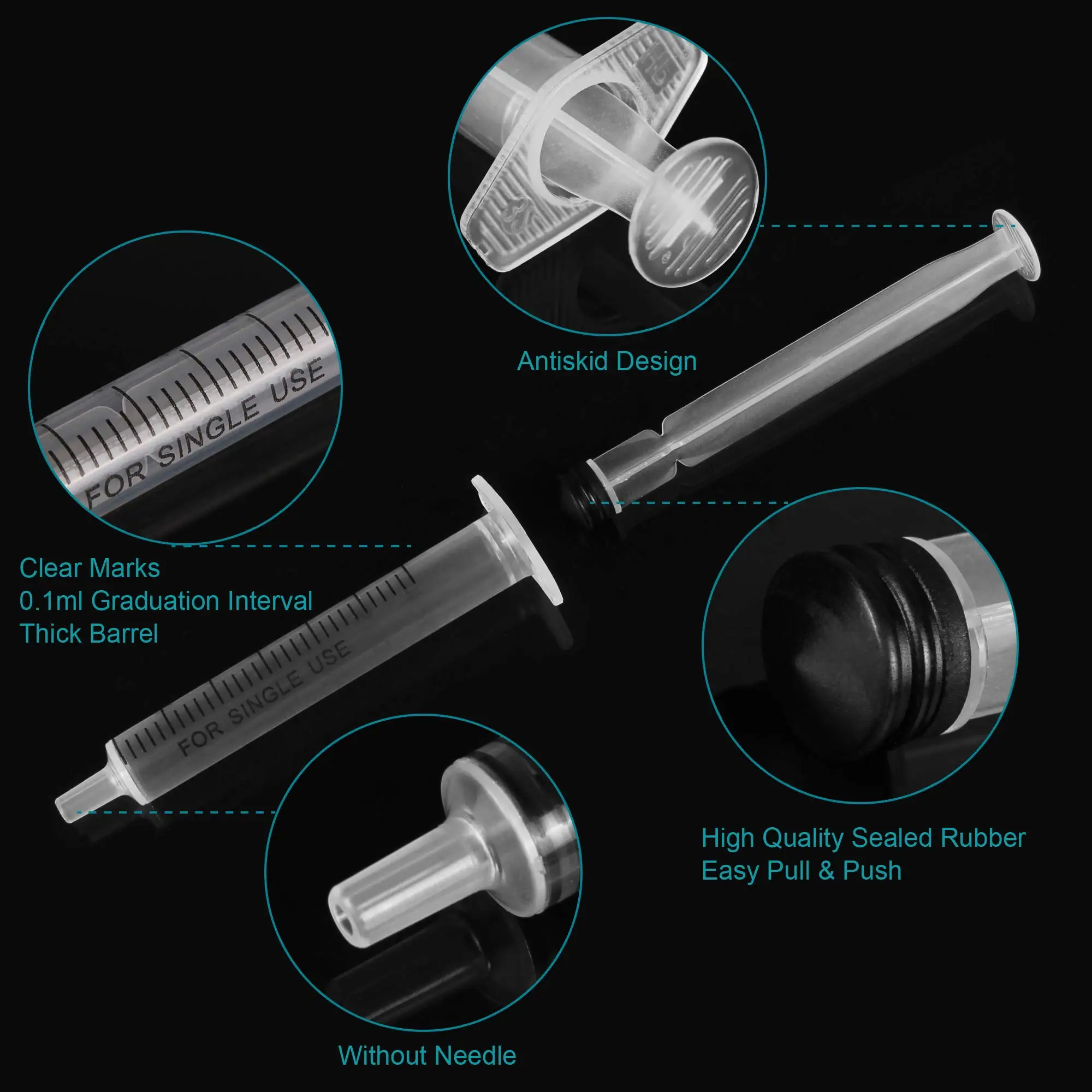 100 عبوة من حقنة Luer Slip البلاستيكية القابلة للتصرف 3 مللي/cc معقمة بشكل فردي معبأة للمختبرات العلمية والقياس والري