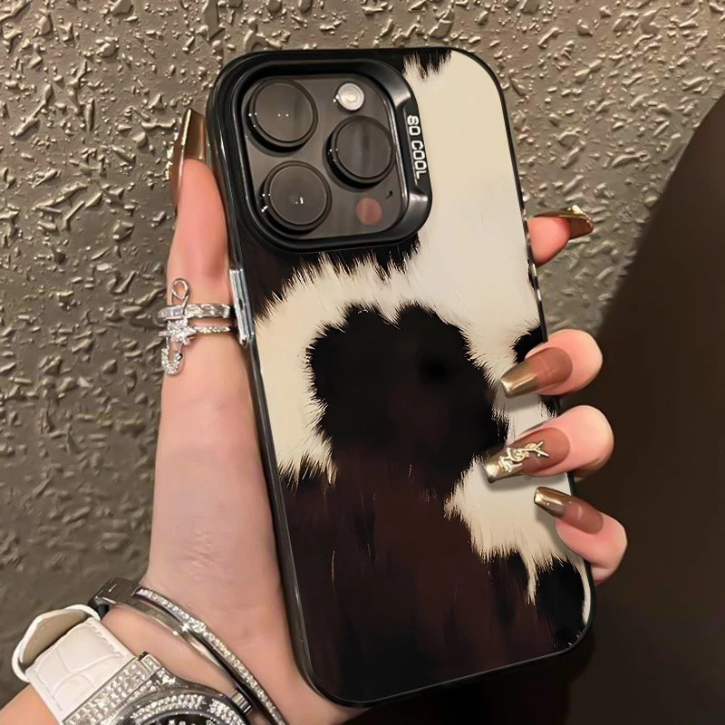 

Black and White Cow Pattern Print Phone Cases For iPhone 17 Pro Max 16 15 14 13 12 11 7 8 Plus XS X XR 16E Air Shockproof Cover